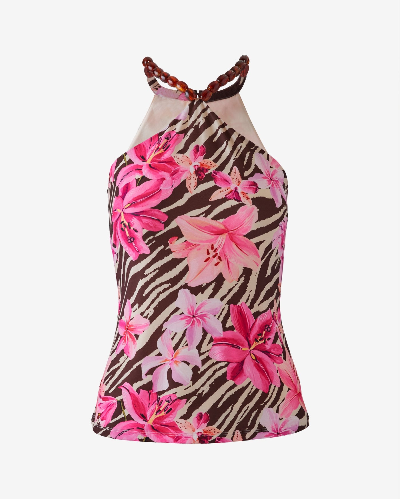 So Chic Printed Sleeveless Knit Top Exotic Escape