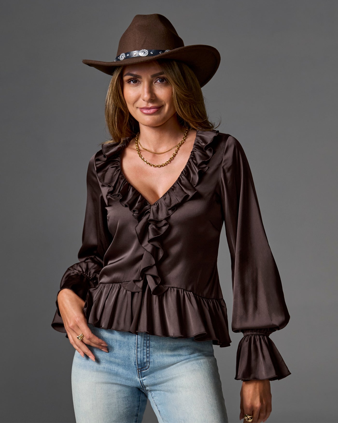 Western Trim Hat Brown