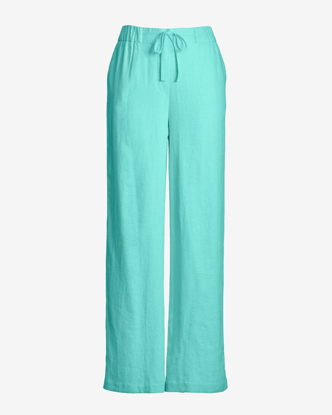 Malibu Wide Leg Drawstring Linen Pant Aqua Splash
