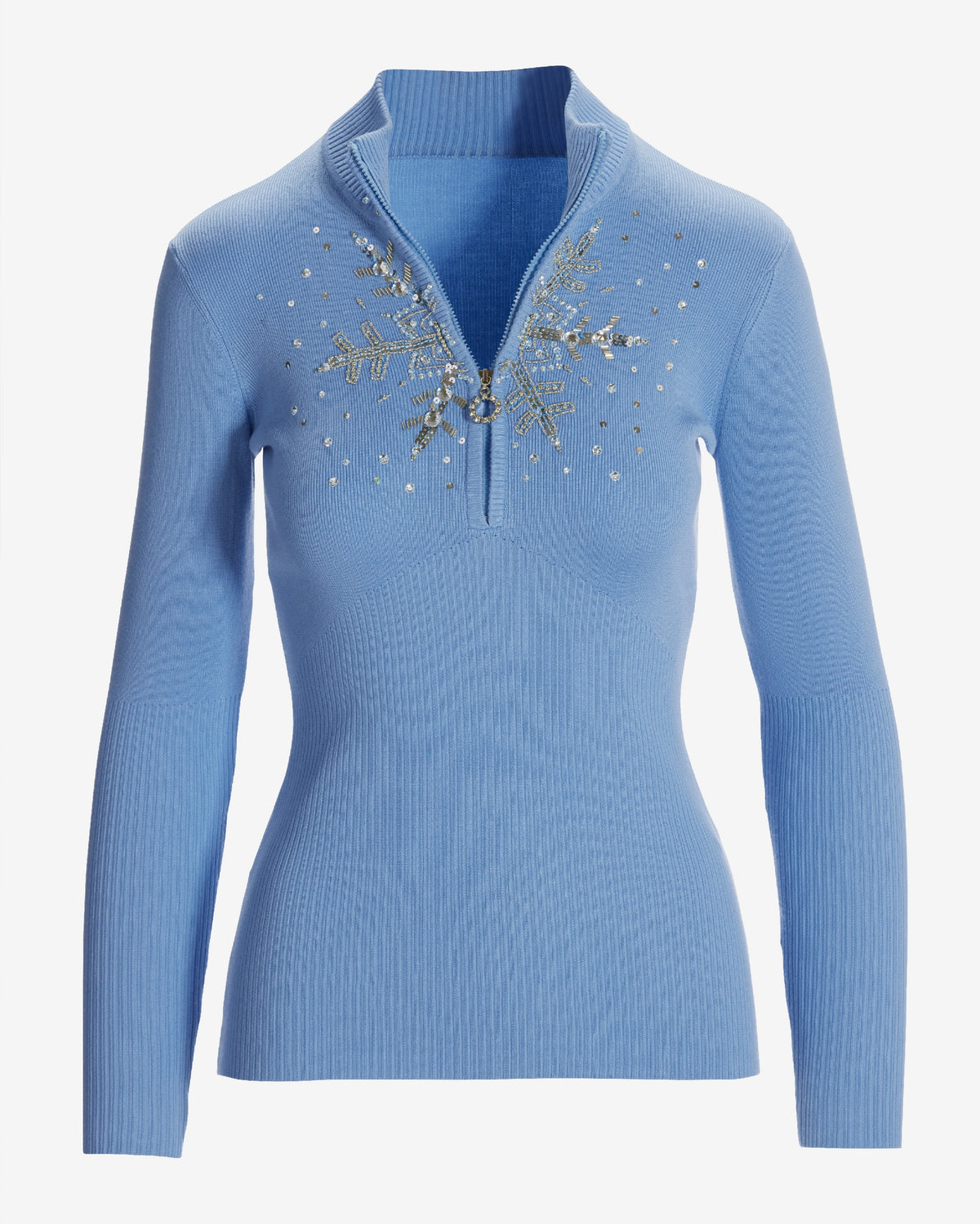 Snowflake Zip Sweater Clear Blue Sky