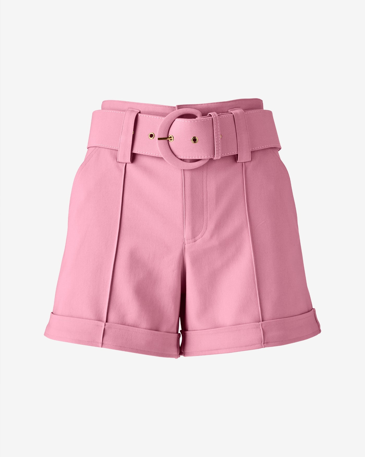 Modern Belted Pintuck Short Foxglove