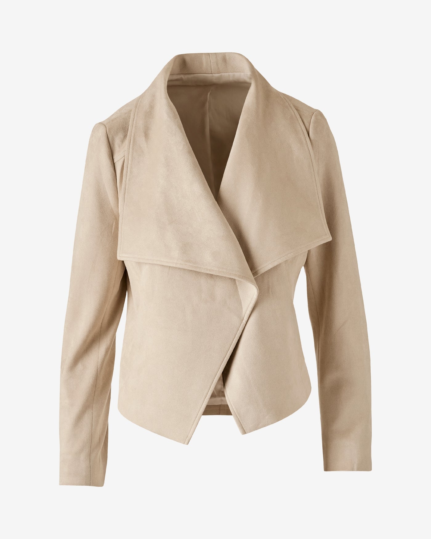 Knit Suede Drape Front Jacket Stone