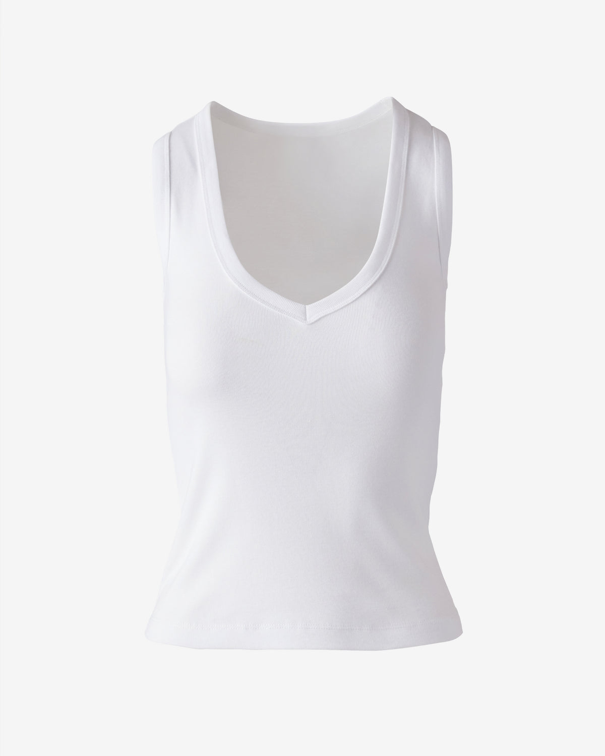 V Neck Cotton Tank Pure White