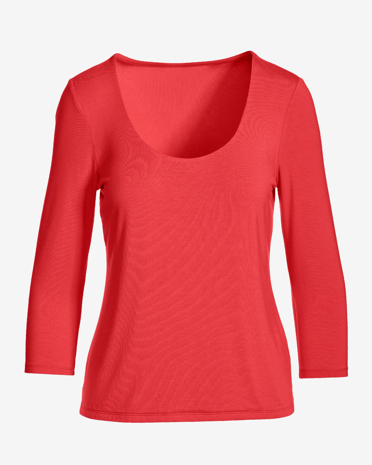 So Effortless Three Quarter Sleeve Scoop Neck Top Hibiscus