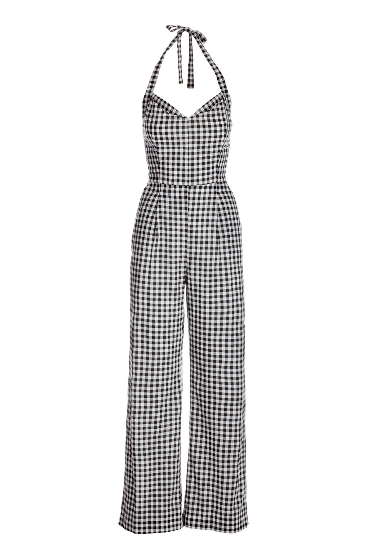 Halter Gingham Jumpsuit Black/White