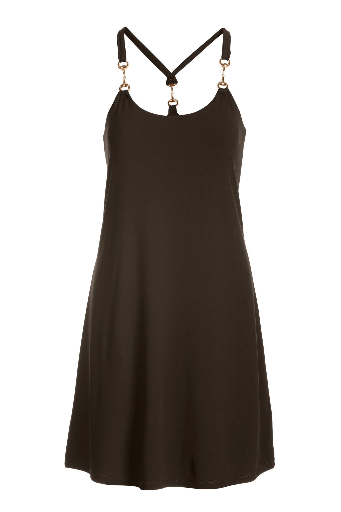 Hardware Sleeveless Tank Dress Chocolate Torte