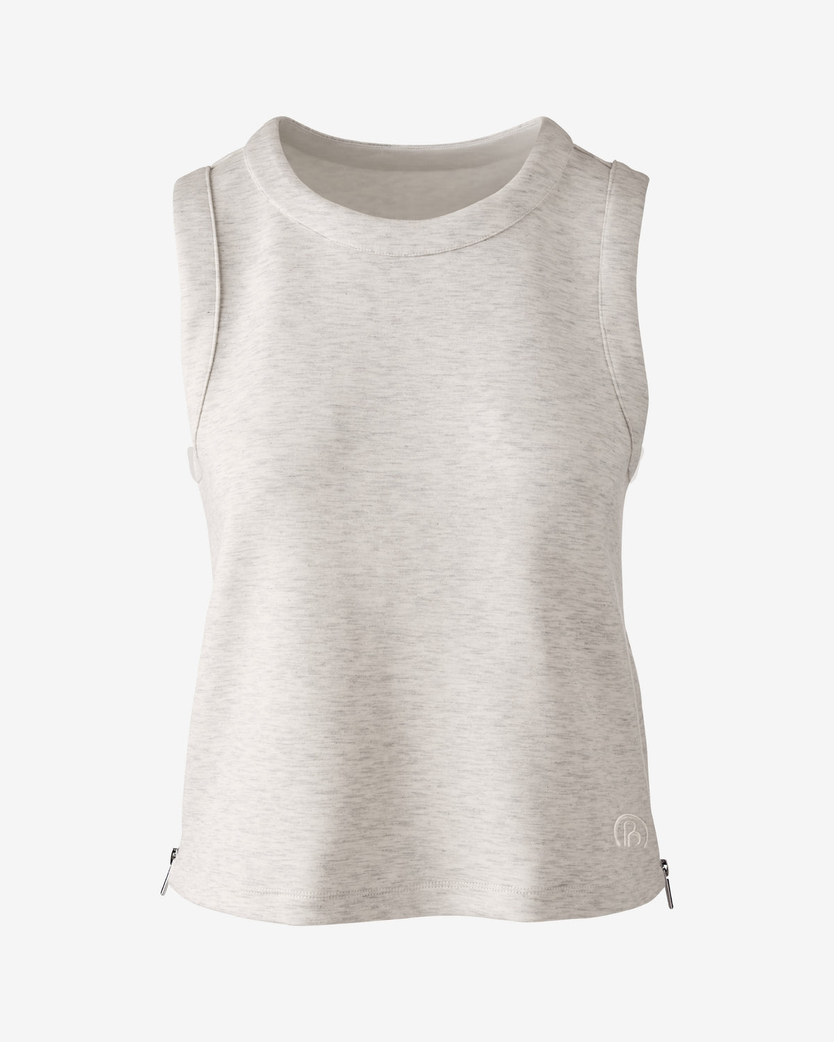 Luxe Lounge High Neck Tank with Zipper Detail Light Heather Gray