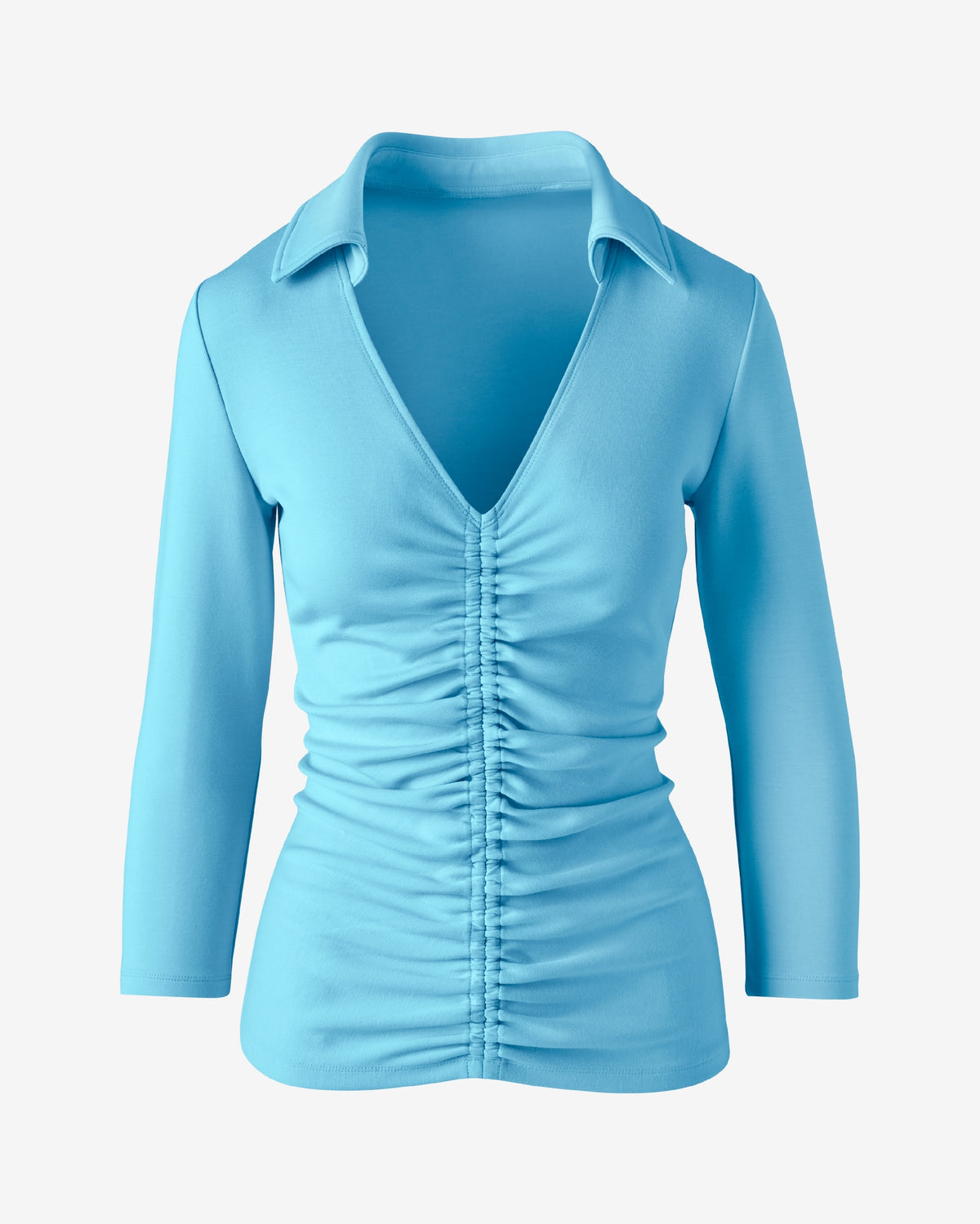 Ruched Polo Knit Top Capri