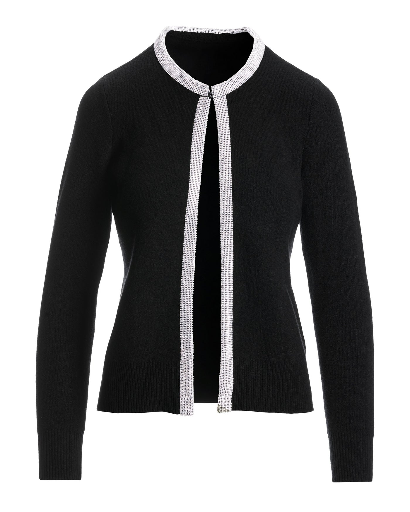 Rhinestone Trim Cardigan Black