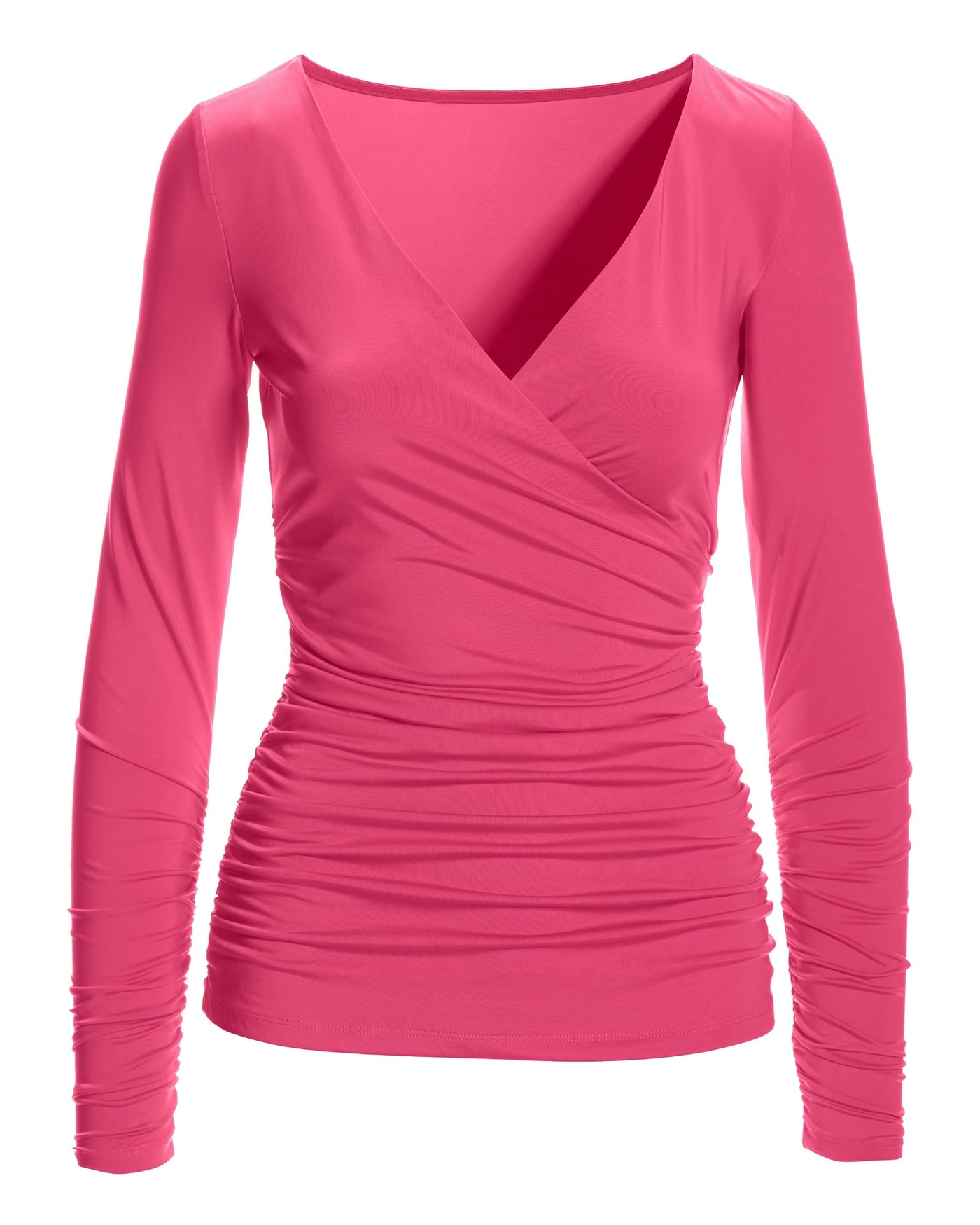 Ruched Surplice Sculpting Top Magenta