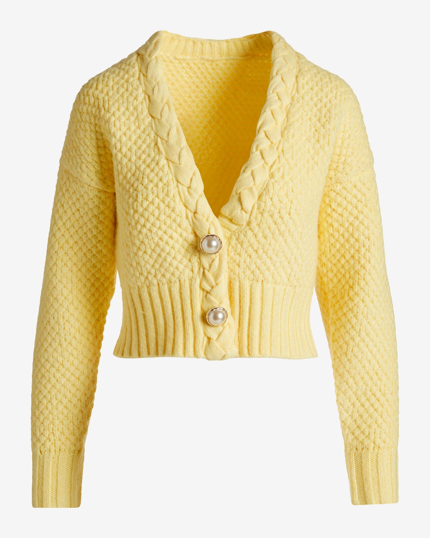 Textured Braid Detail Cardigan Sunshine