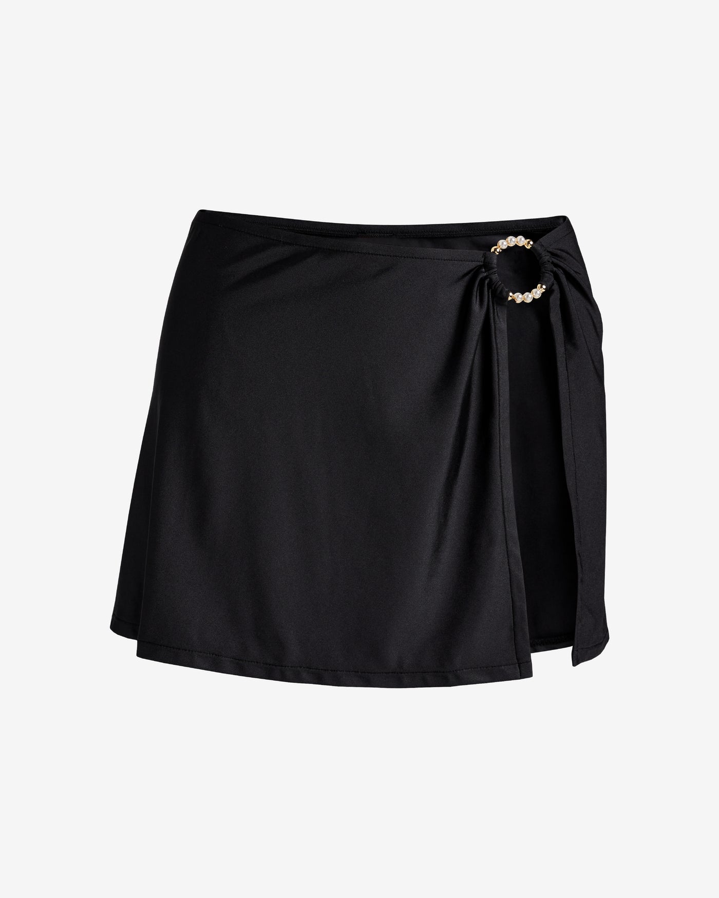 Red Carter Pearl Ring Detail Coverup Skirt Black
