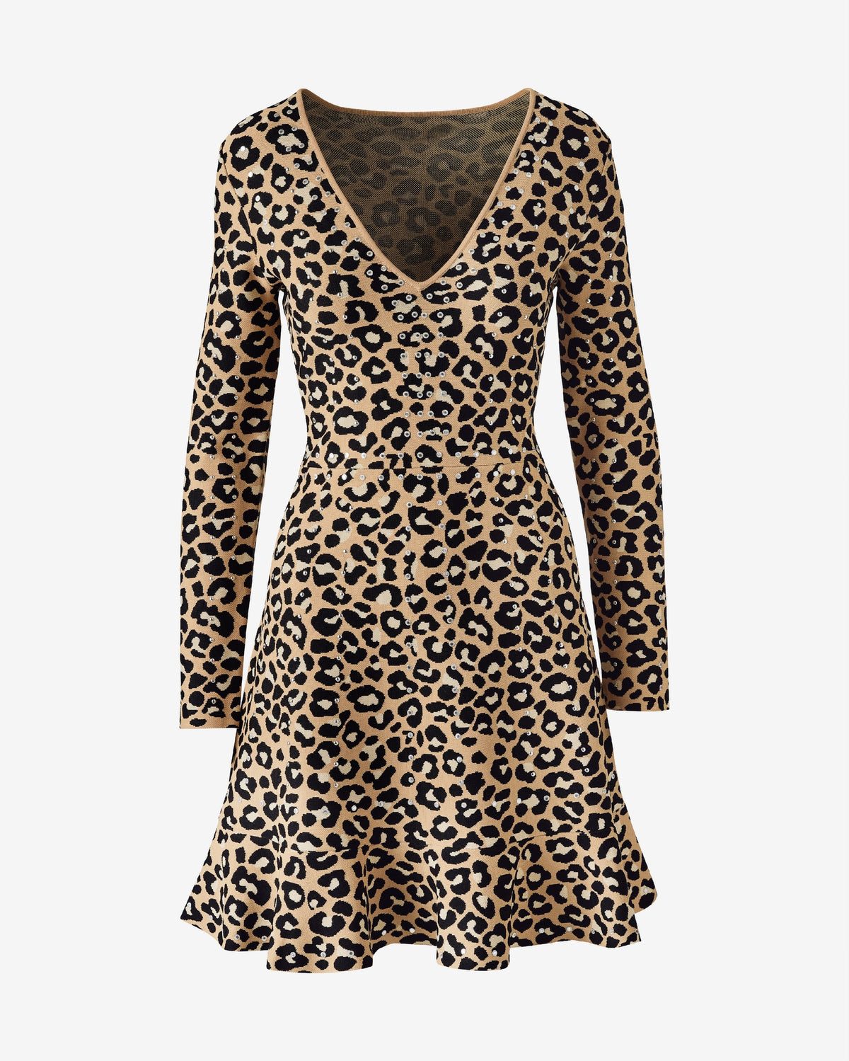 Printed Sweater Dress with Stud Detail Luxe Leopard