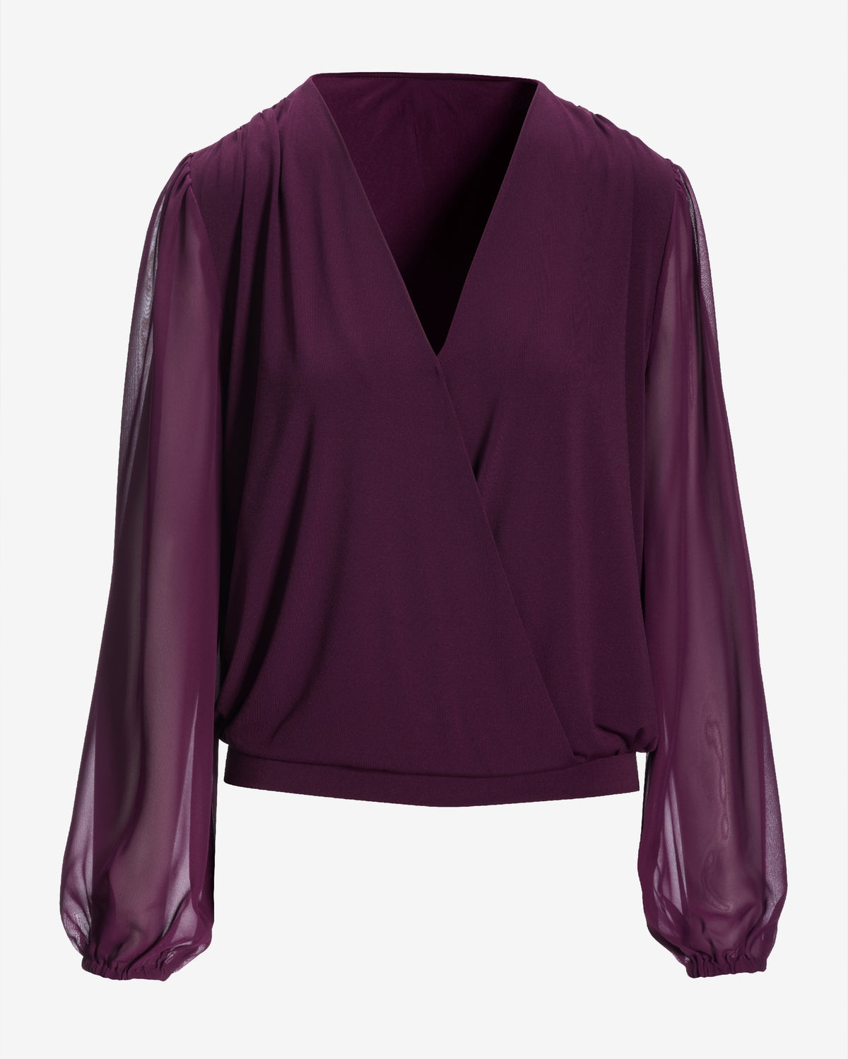 So Chic Chiffon Sleeve Surplice Top Potent Purple