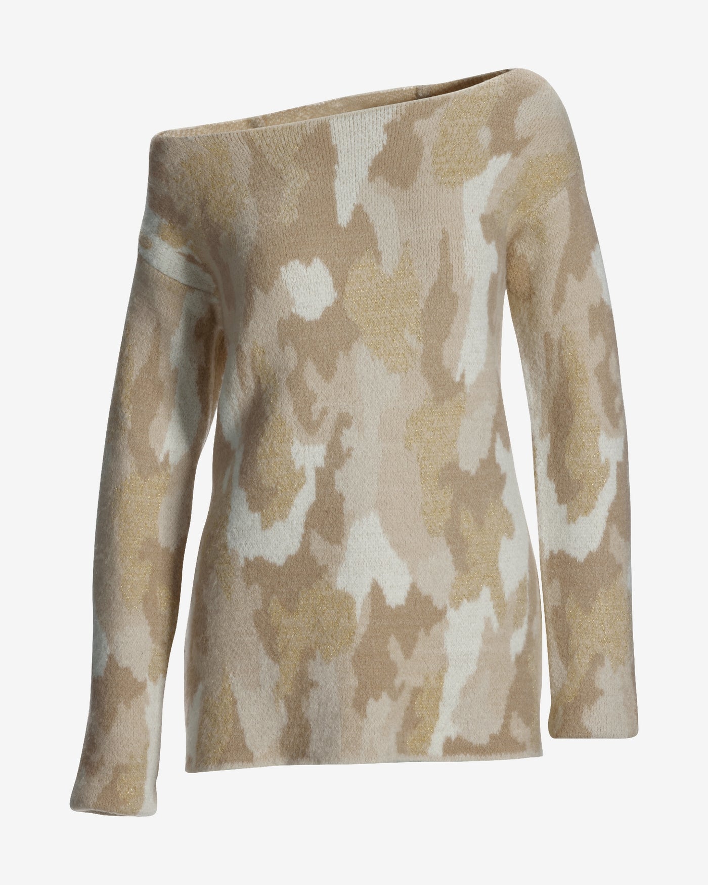 City Chic Camo Lurex Jacquard Tunic Neutral