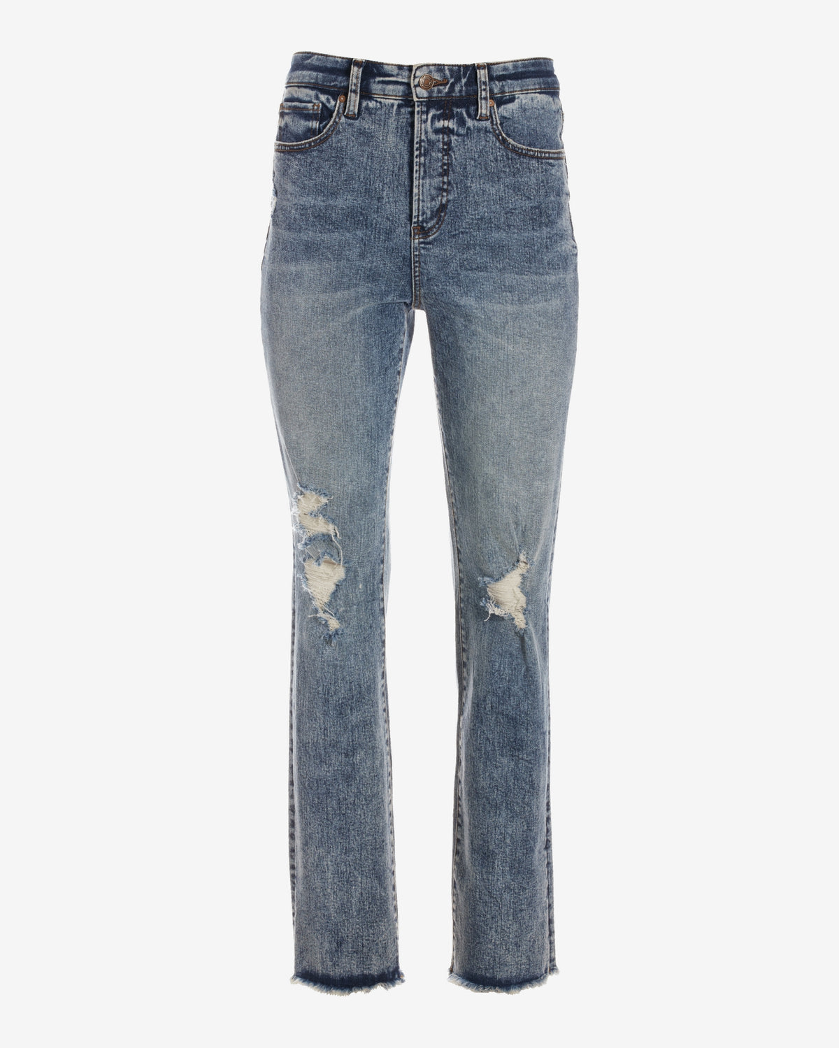 Proper High-Rise Distressed Straight-Leg Jean Medium Wash Denim