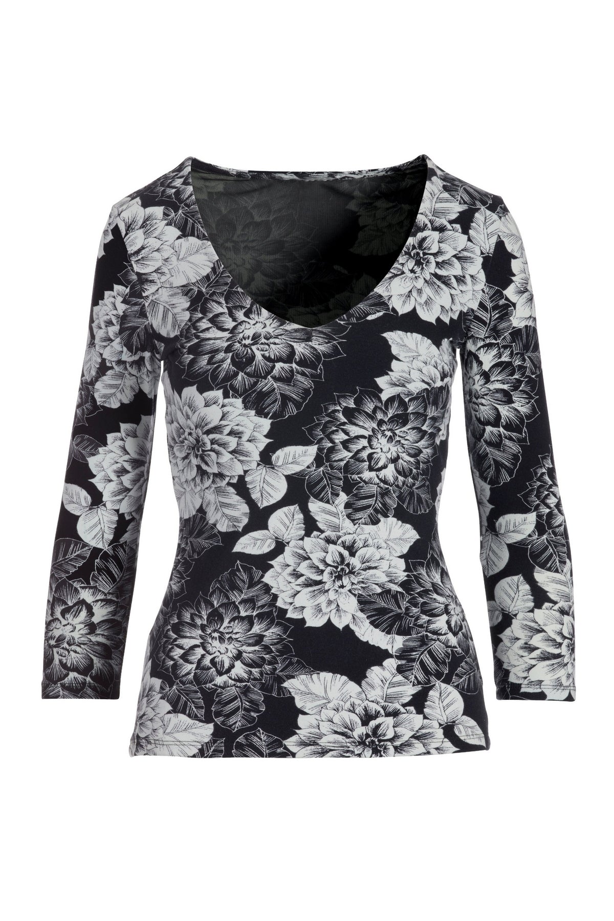 So Sexy Floral V Neck Top Black Multi