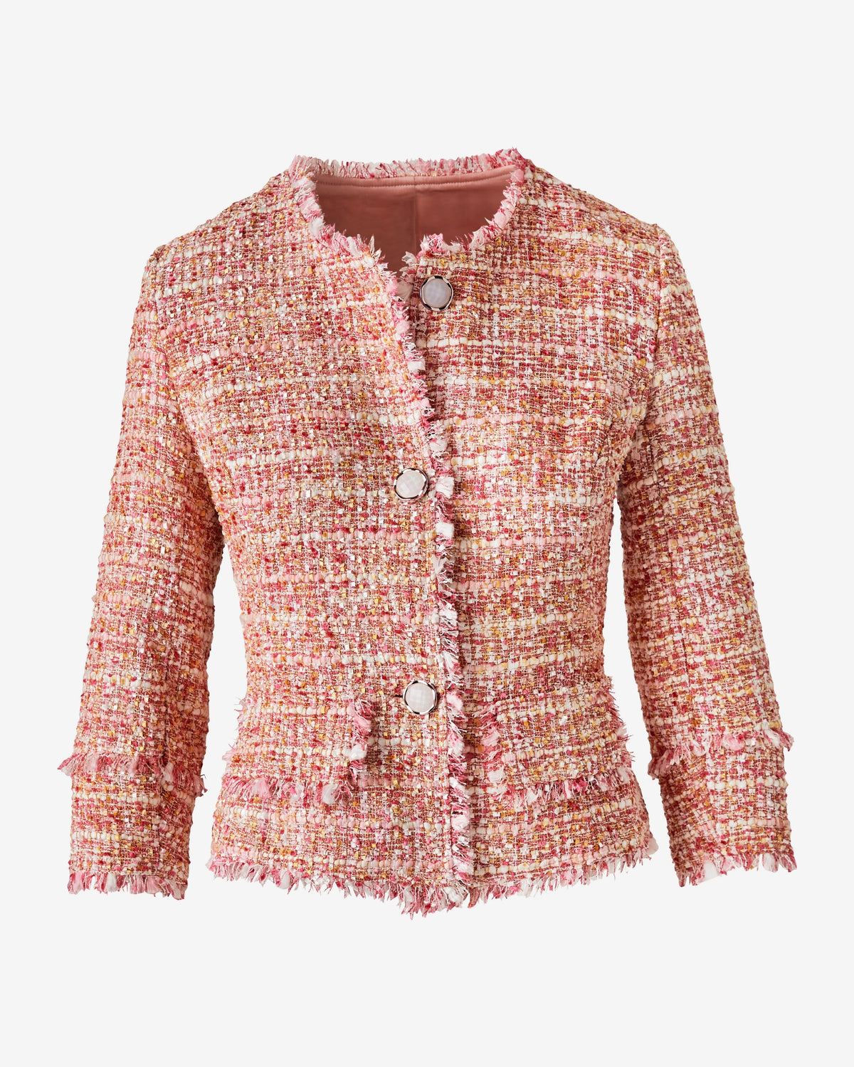 Tweed & Gem Button Lady Jacket Pink Multi