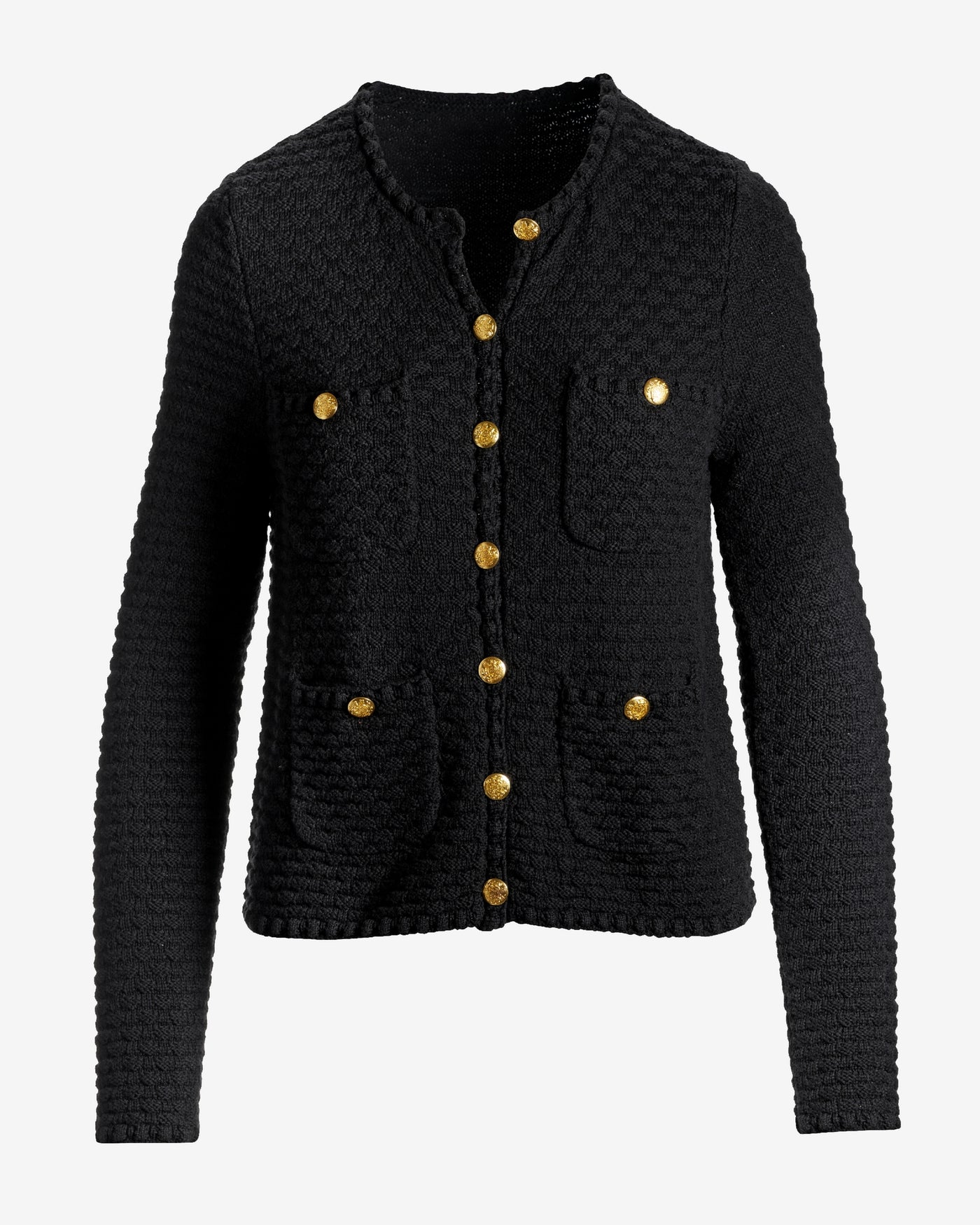 Button Detail Pocket Sweater Cardigan Black