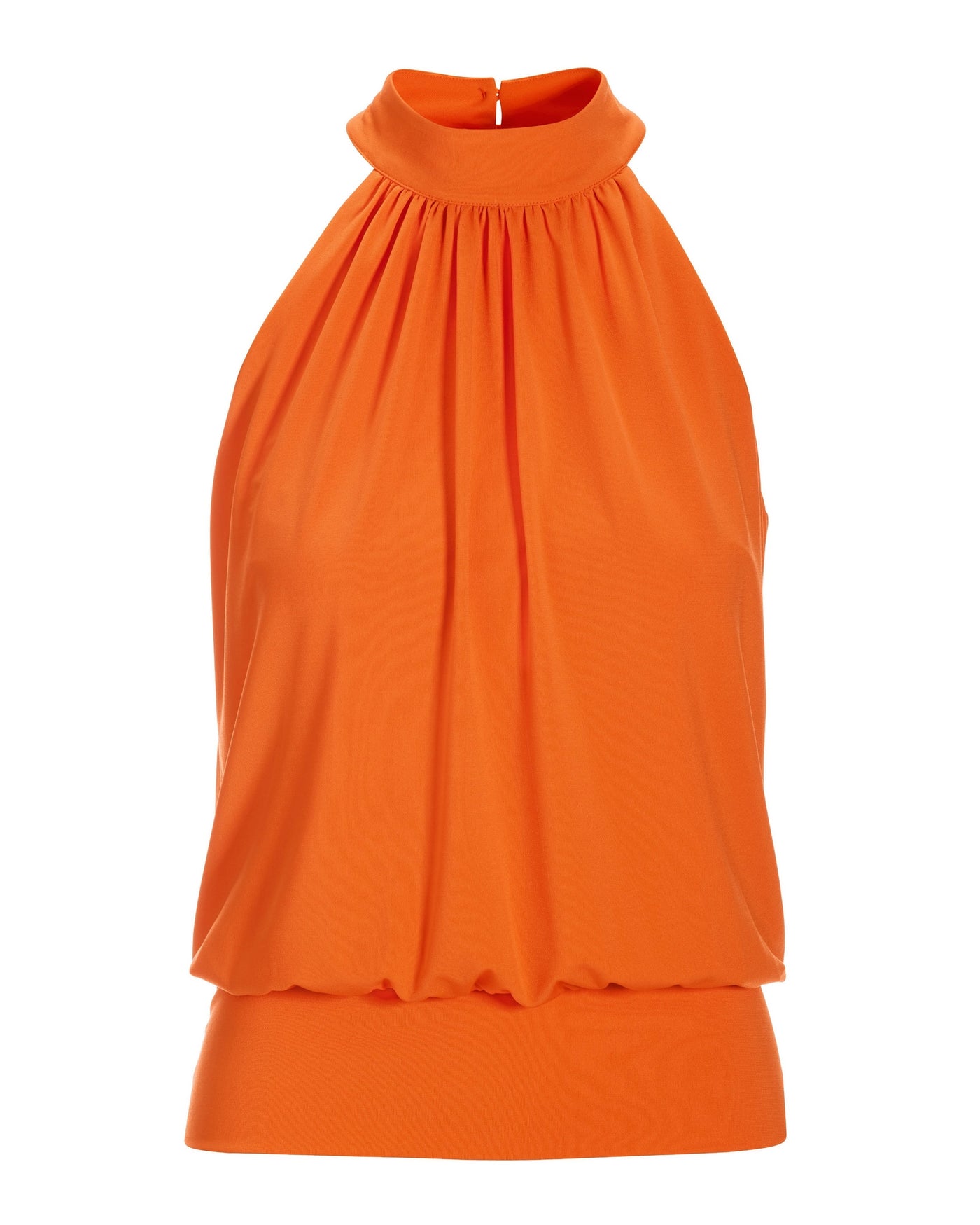 Halter Banded Bottom Mock Neck Top 2AV38 Firecracker