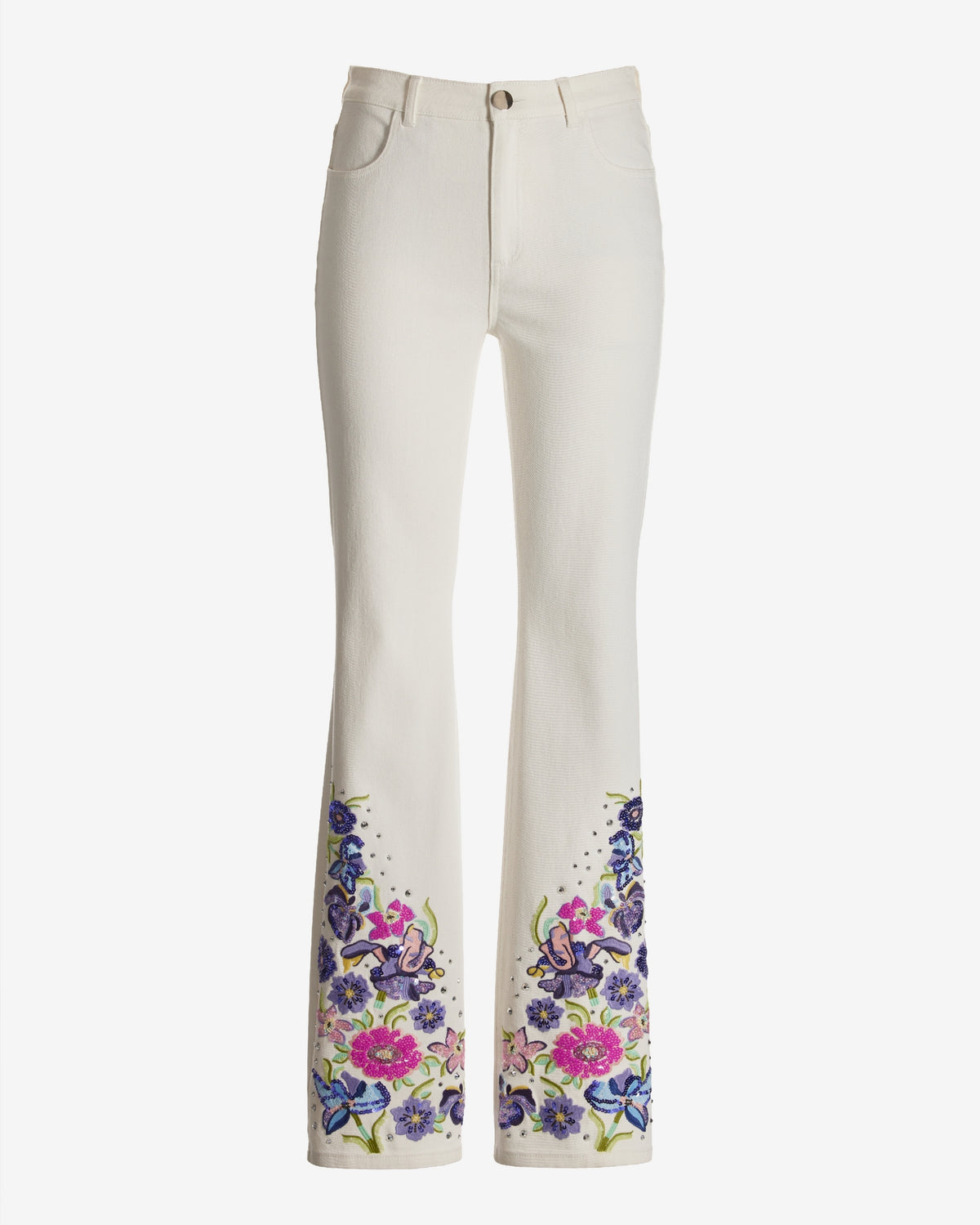 Monterey Floral Embellished Jean White Multi