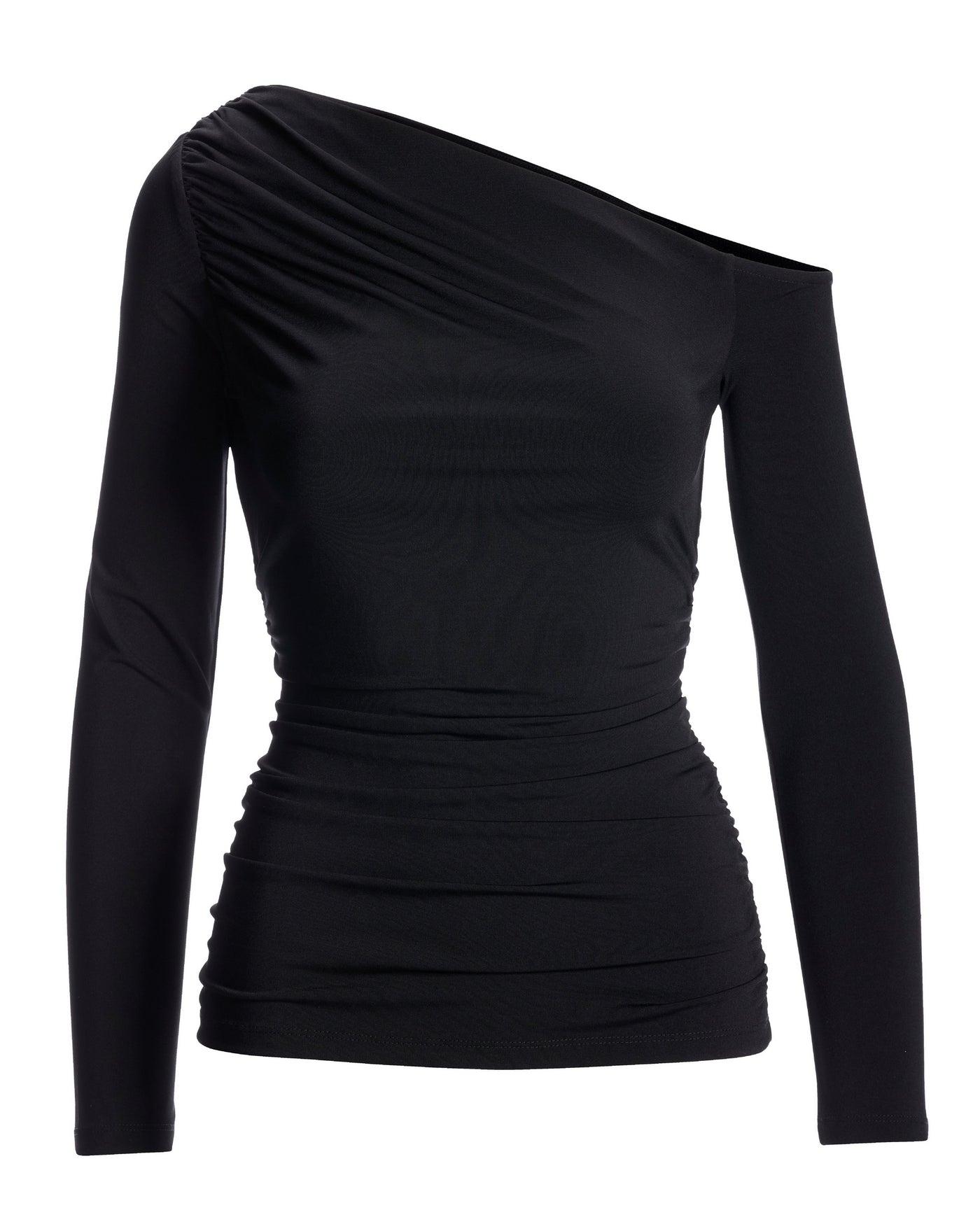 So Chic Ruched Slouchy Long Sleeve Top Black