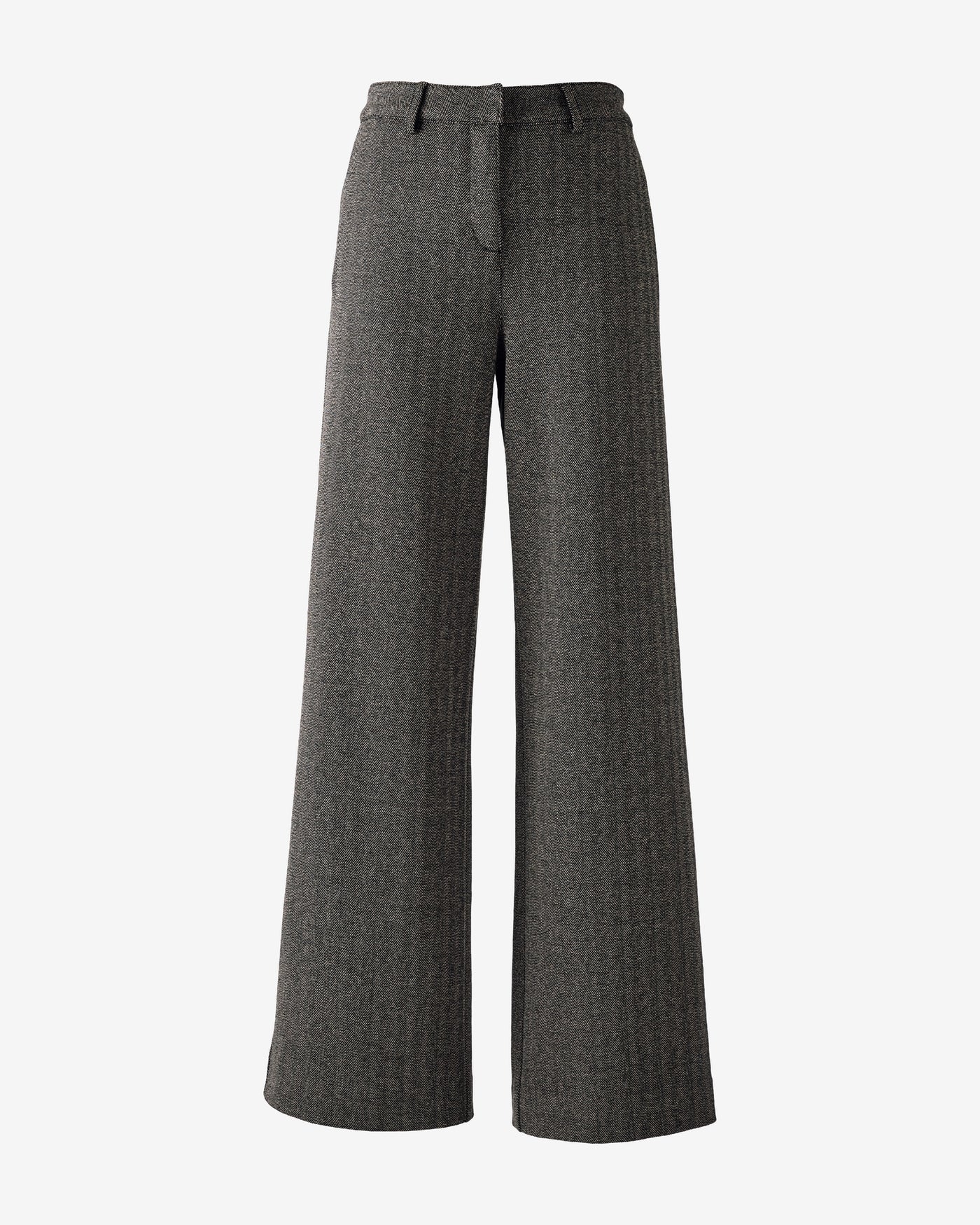 Stretch Jacquard Herringbone Wide Leg Trouser Black Multi
