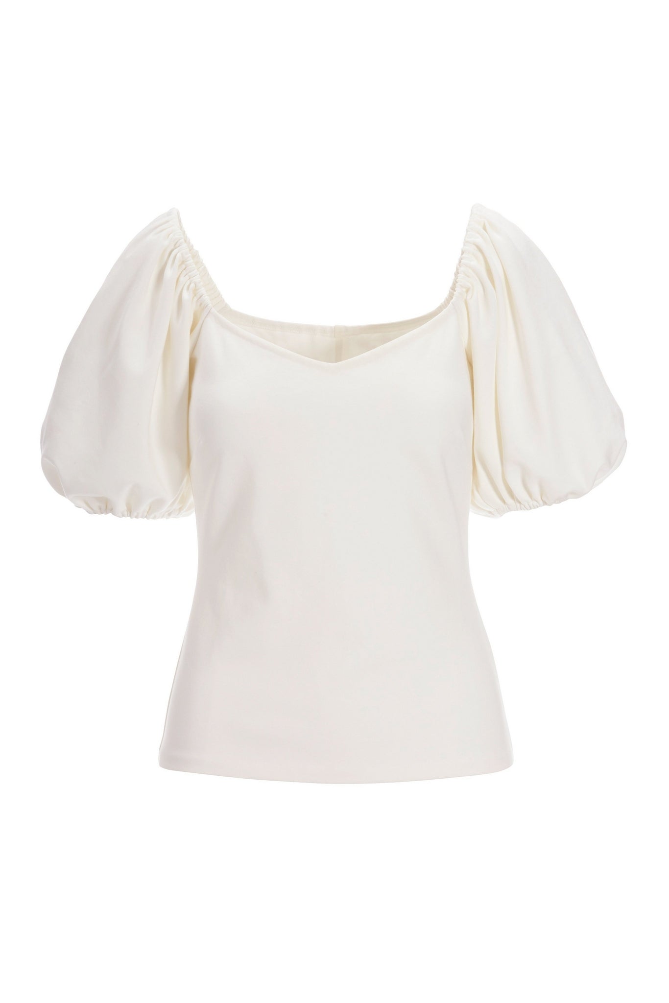 Sweetheart Neckline Ponte Top Off White