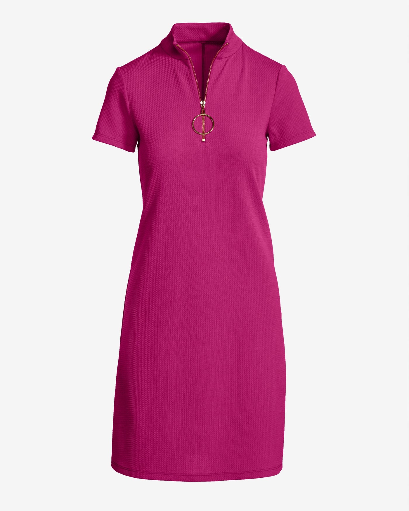 Zip Up Short Sleeve Shift Dress Very Berry