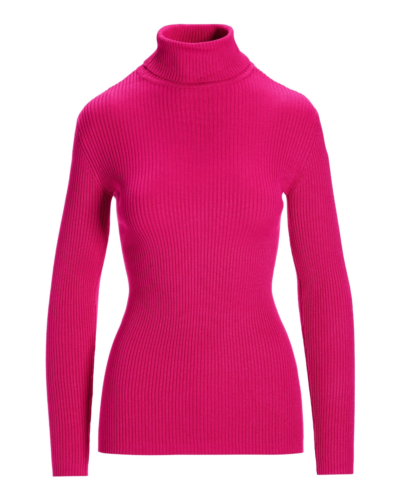 Ribbed Turtleneck Sweater Pink Peacock