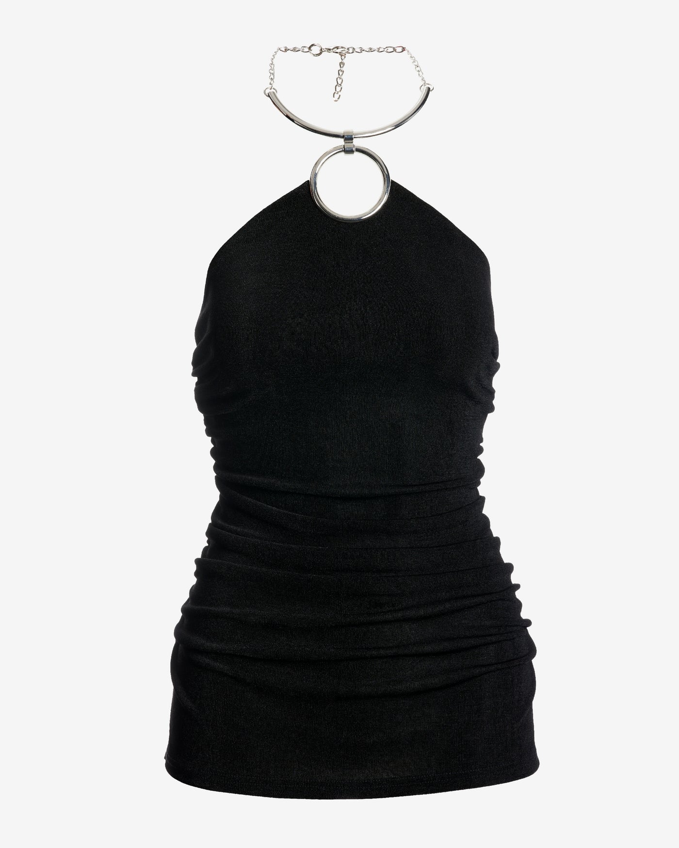 High Neck Hardware Slinky Tunic Black