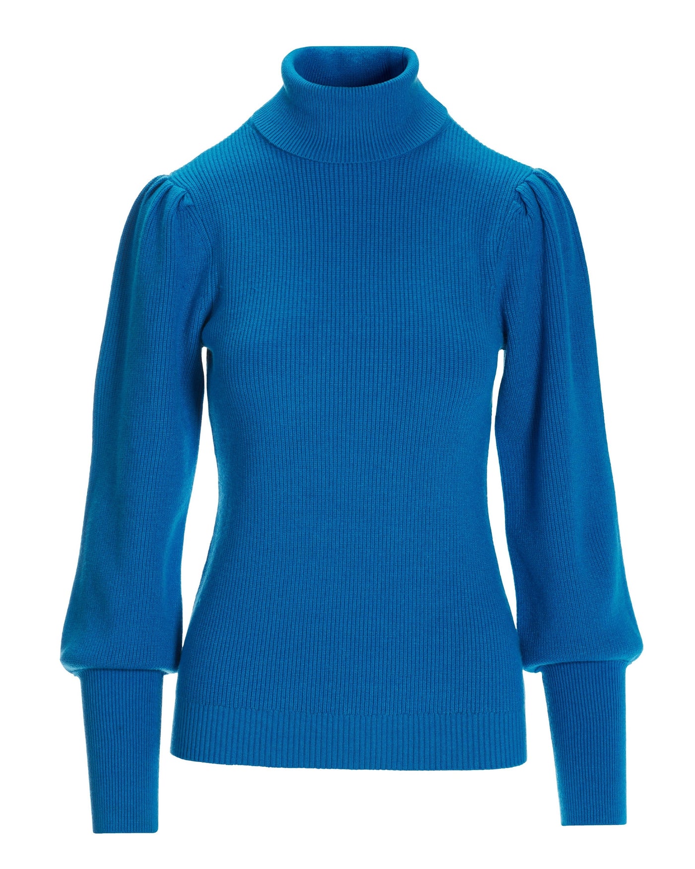 Puff Sleeve Turtleneck Sweater Directoire Blue