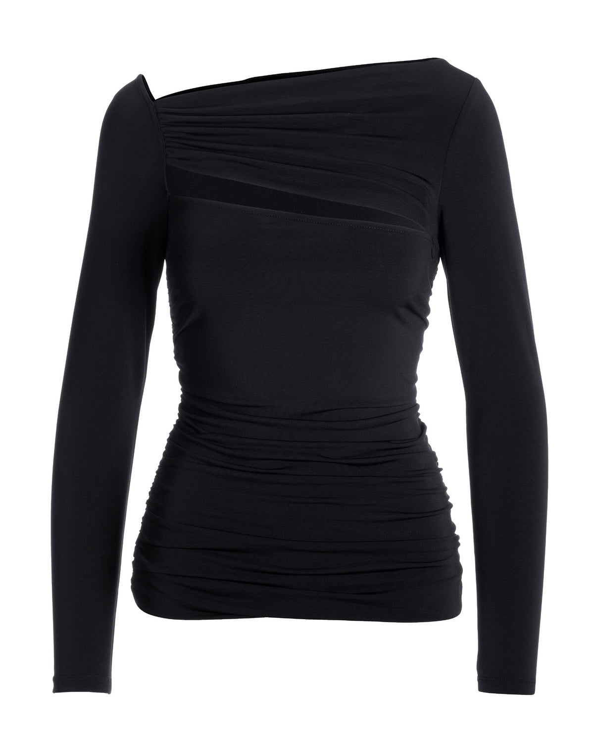 Sleek Ruched Cutout Top Black