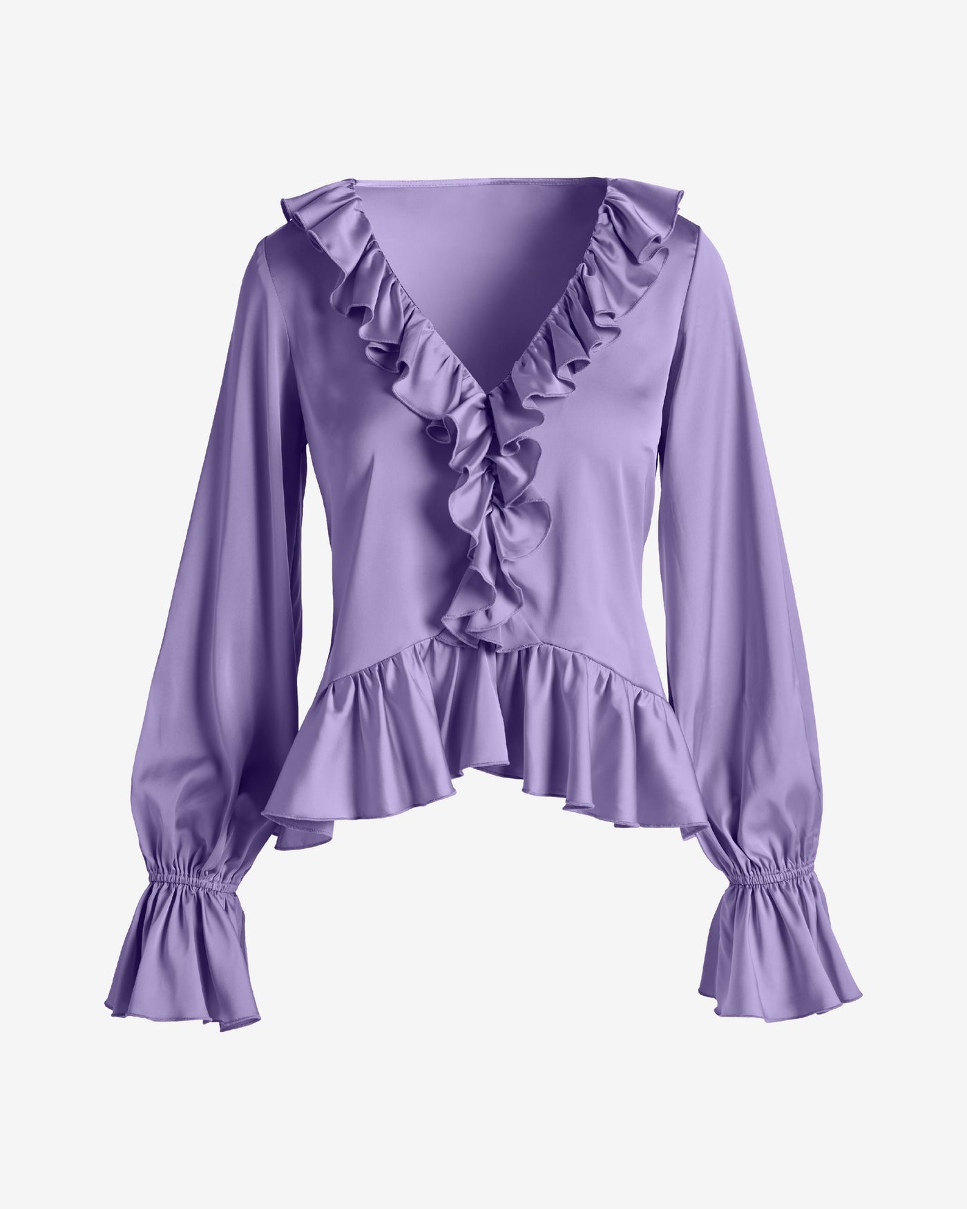 Paige Ruffle Charmeuse Blouse Lavender Ice