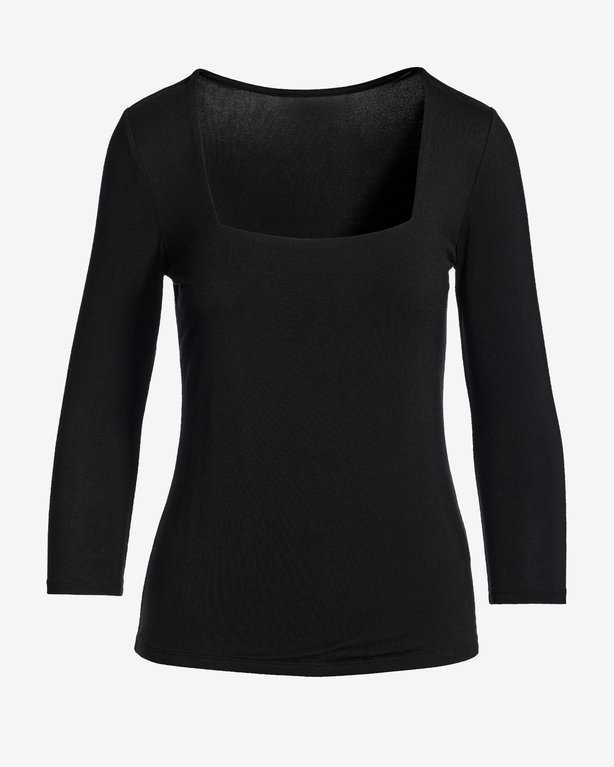 So Effortless Square Neck Three Quarter Sleeve Top Proper Black