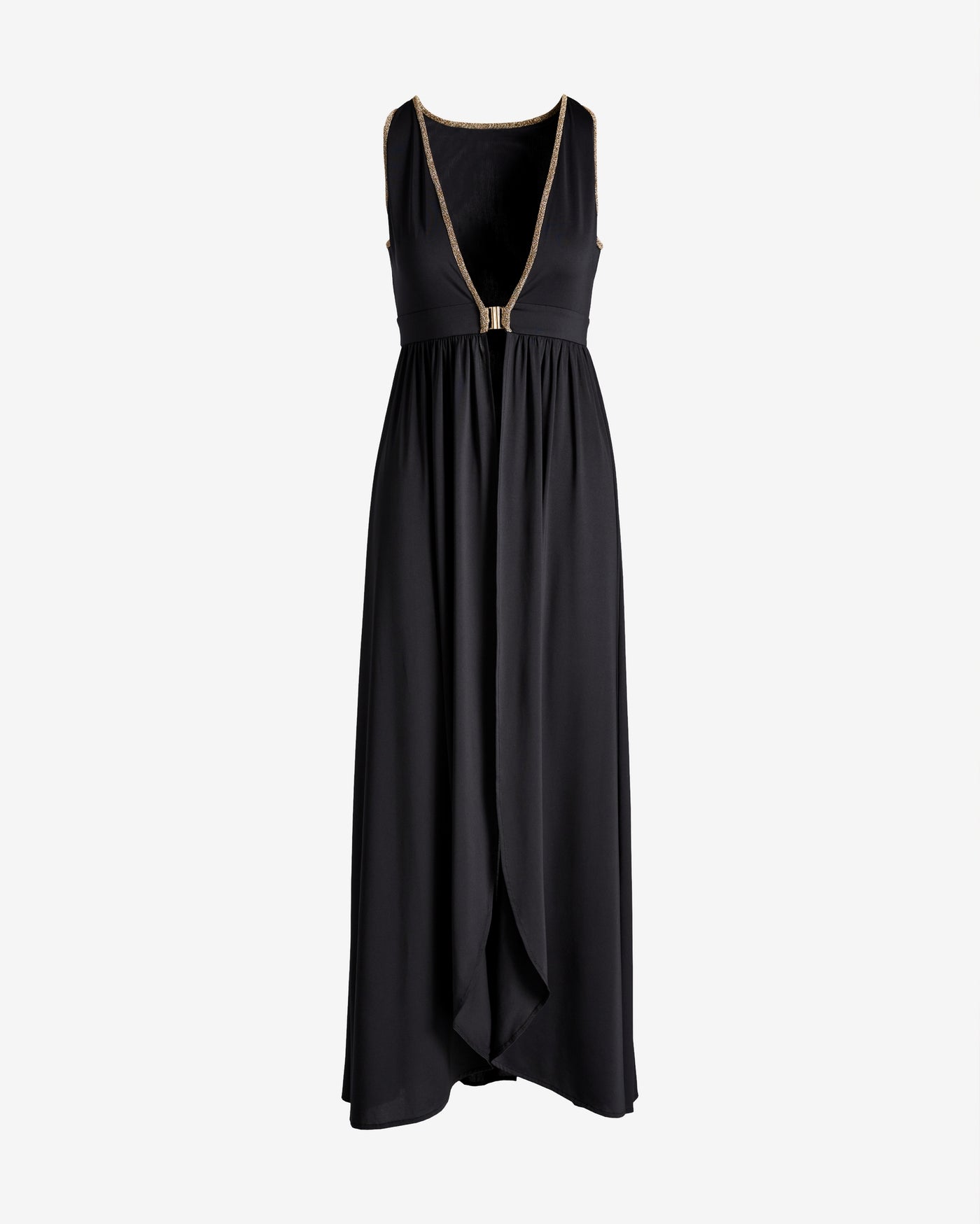 Gold Trim Maxi Coverup Black