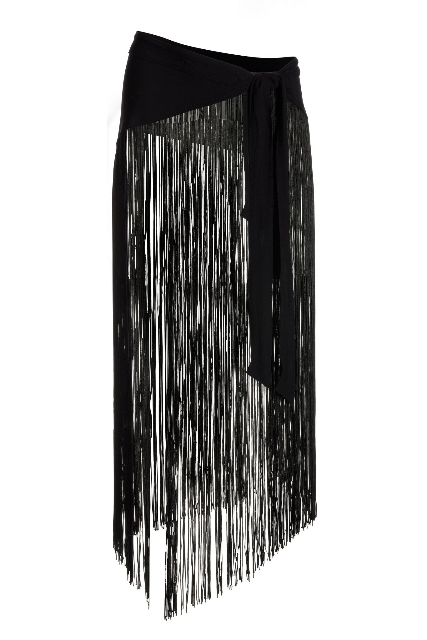 Fringe Wrap Cover Up Black