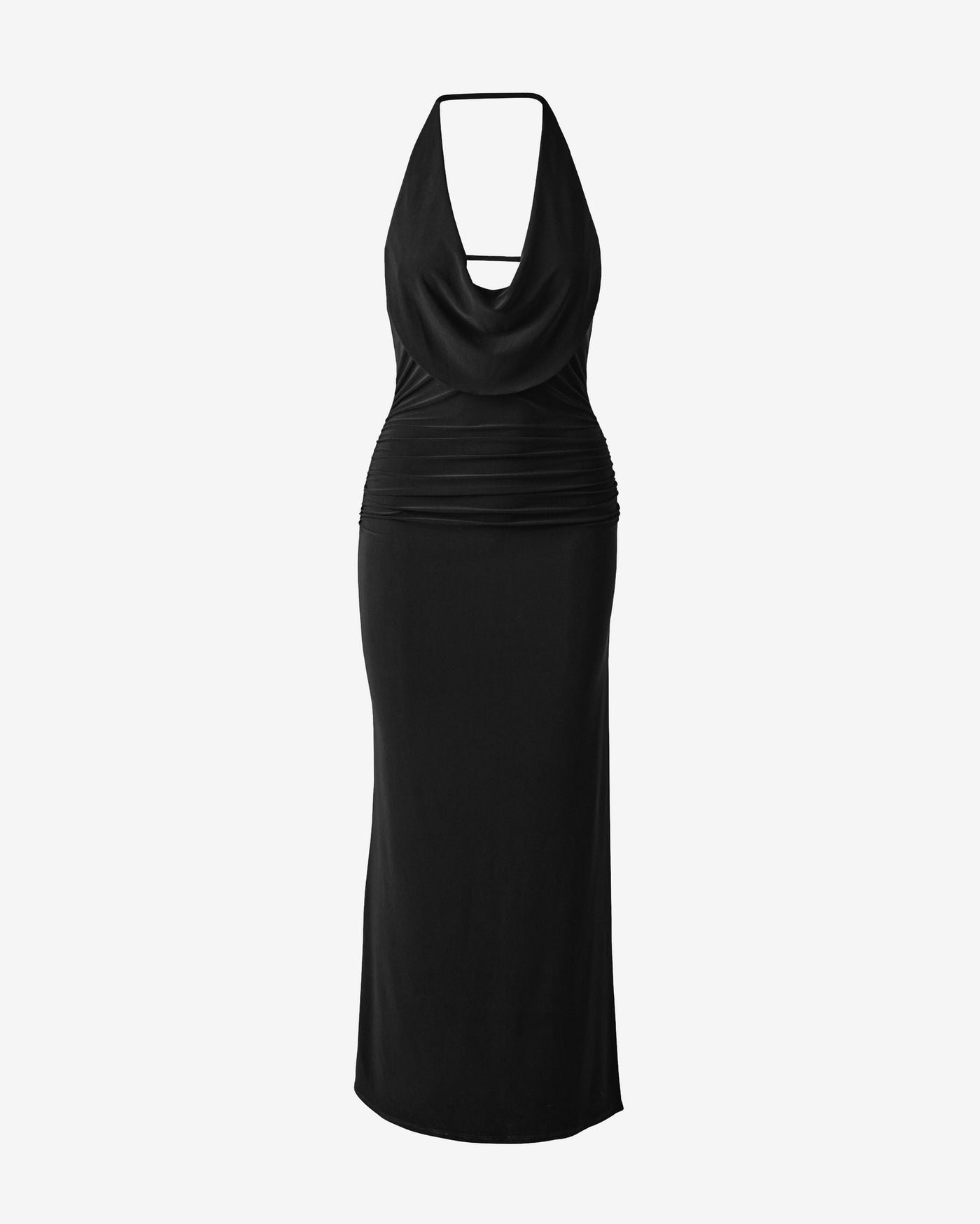 Halter Cowl Maxi Dress Black
