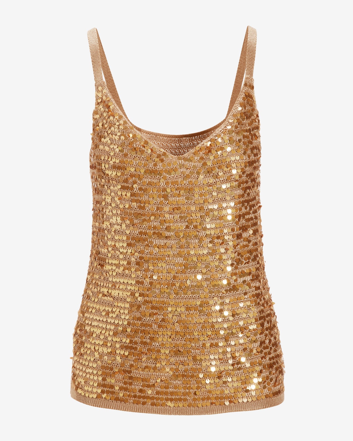 Sequin V-Neck Sweater Tank Gold