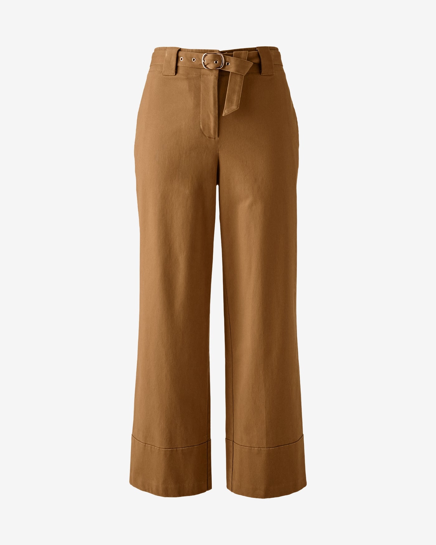 Belted Brushed Twill Cuffed Ankle Pant Hazelnut