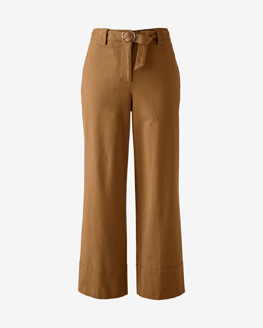 Belted Brushed Twill Cuffed Ankle Pant Hazelnut