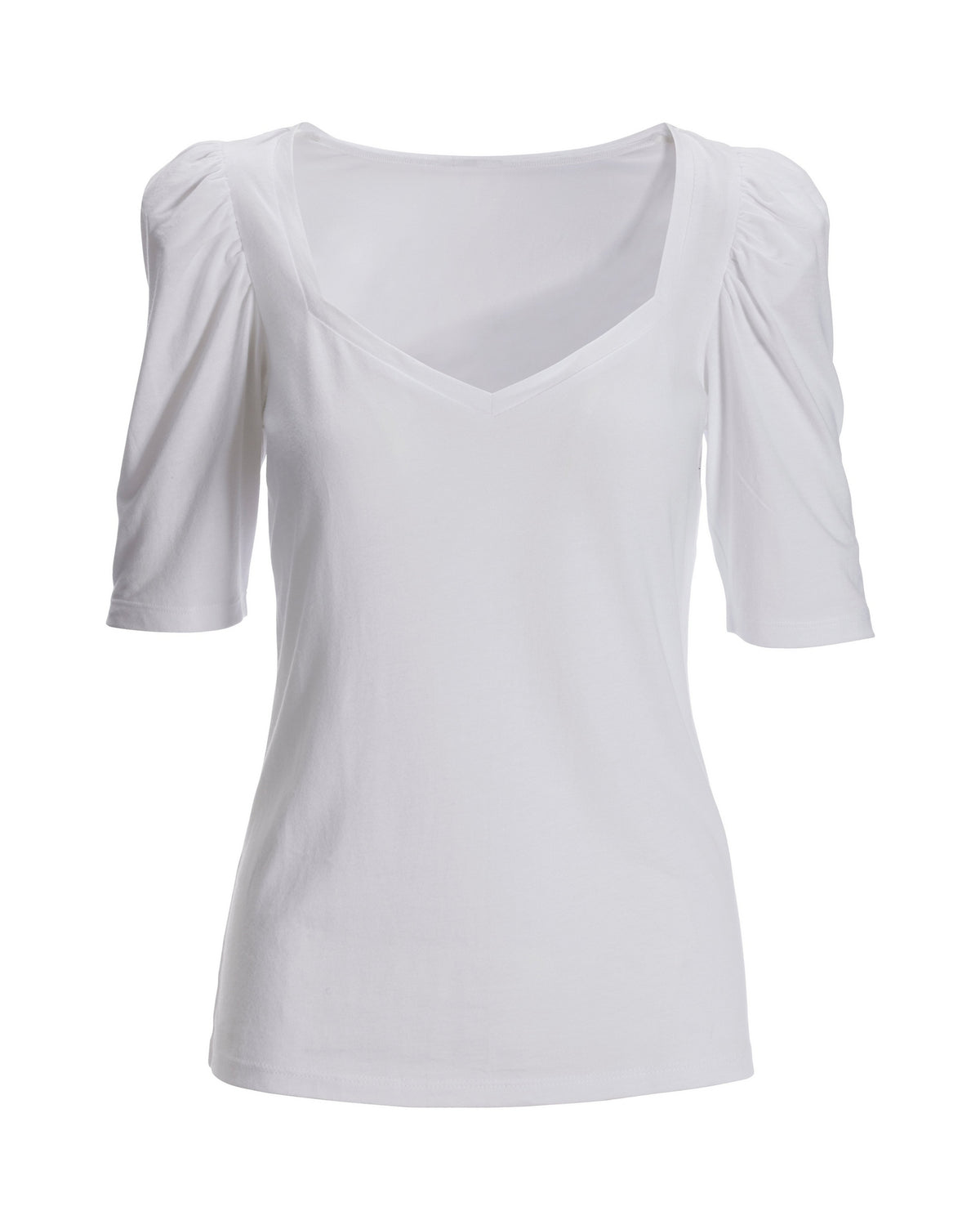 Sweetheart Puff-Sleeve Tee White