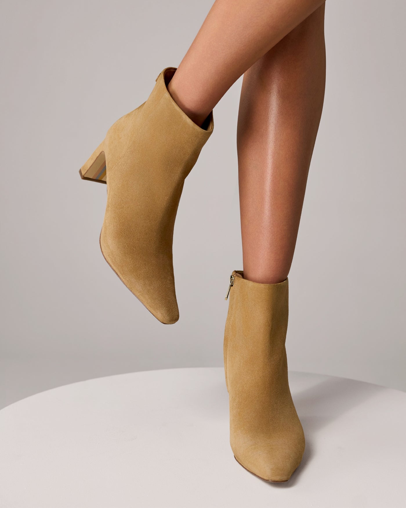 Block Heel Bootie Tan