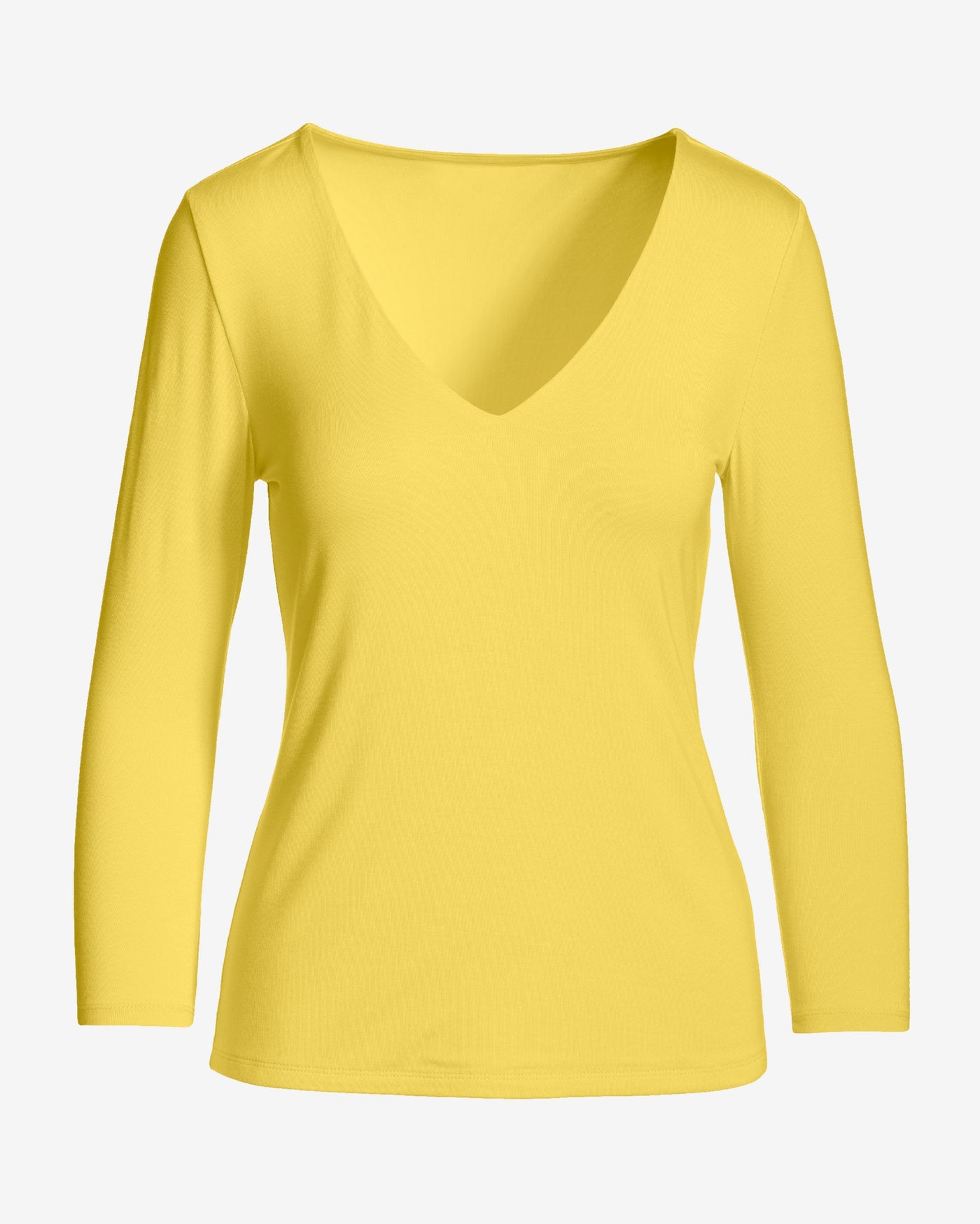 Effortless Three Quarter Sleeve V Neck Lemon Drop