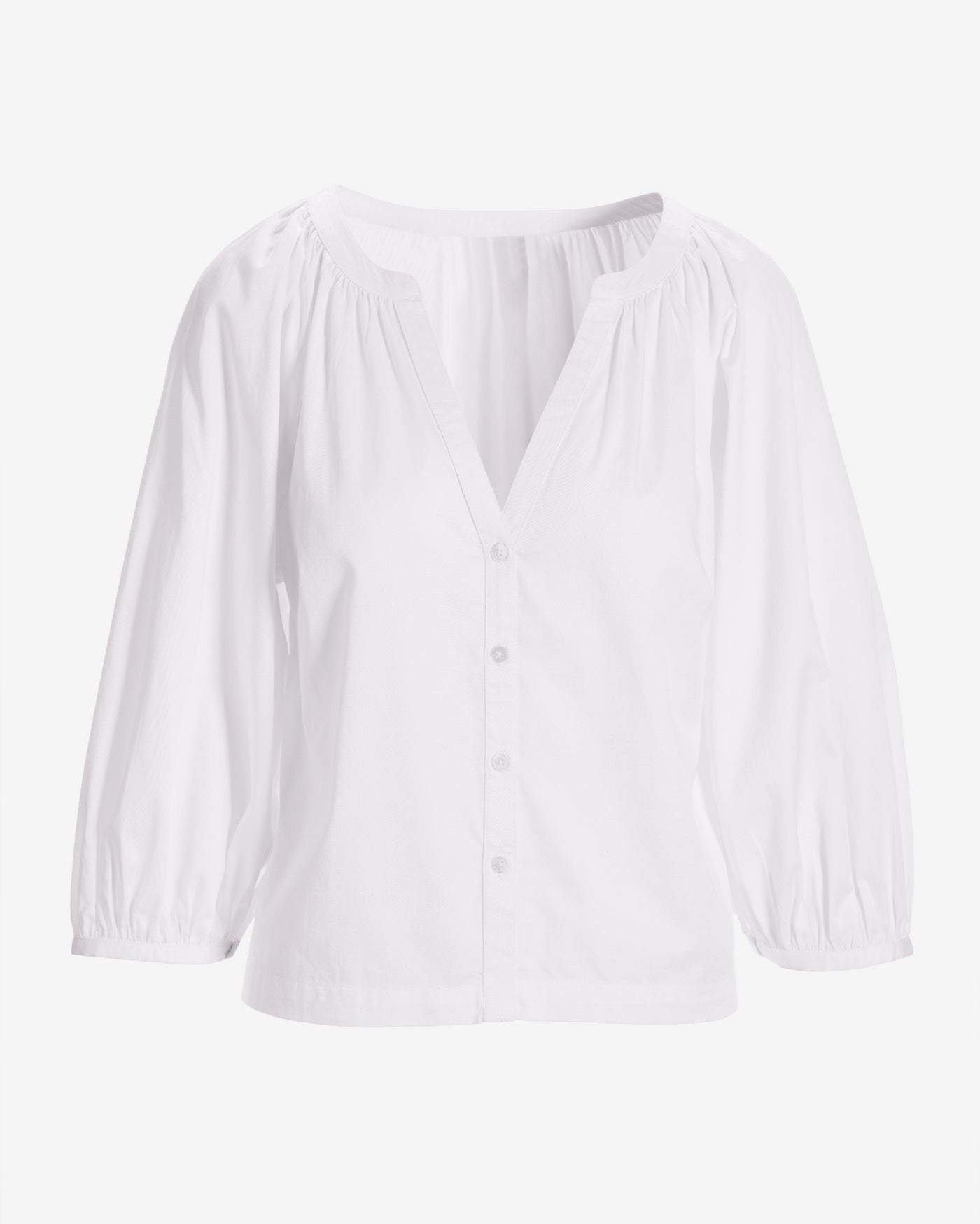 Brooke Notch Neck Poplin Shirt Pure White