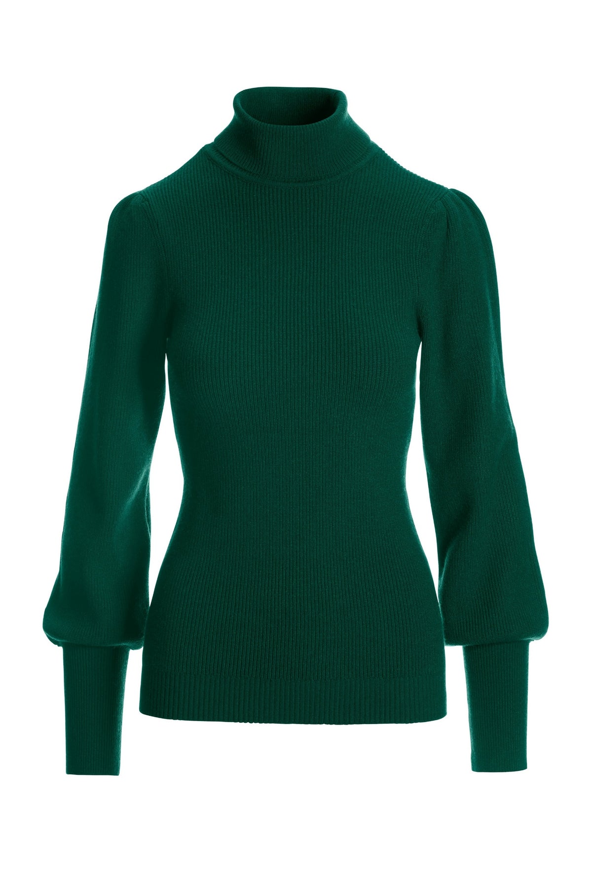 Puff Sleeve Turtleneck Sweater Emerald