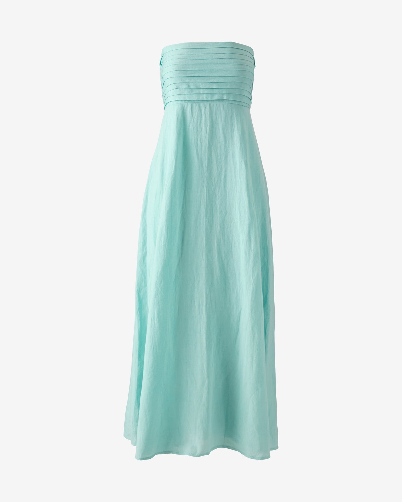 Linen Pleated Strapless Dress Beach Glass