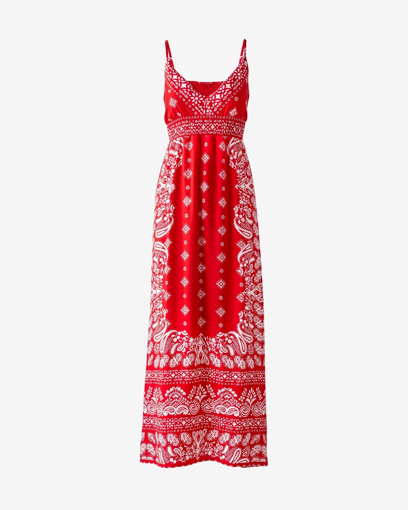 Print Maxi Dress with Empire Waistband Traditional Bandana