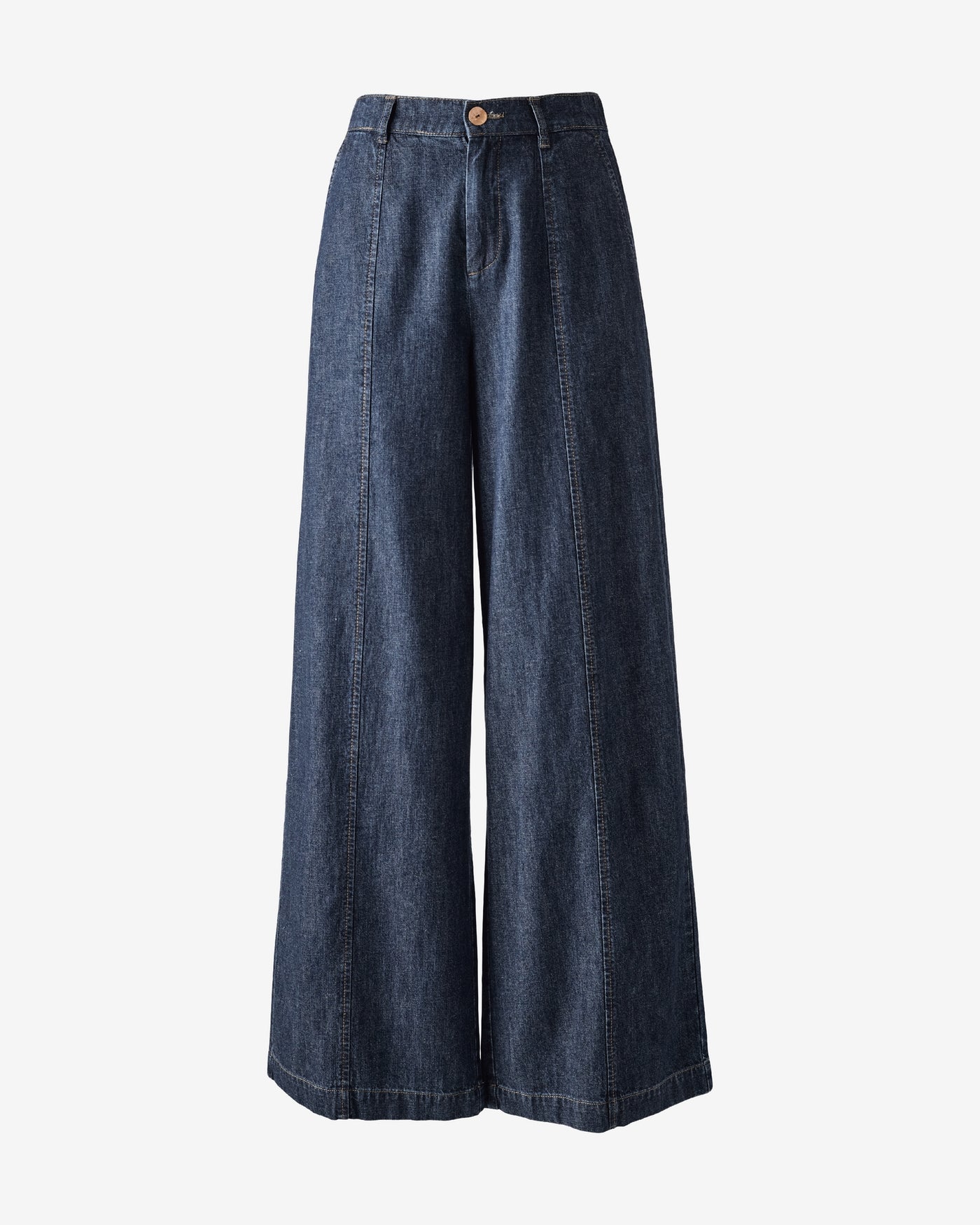 Light Weight Seam Detail Wide Leg Jean Rinse