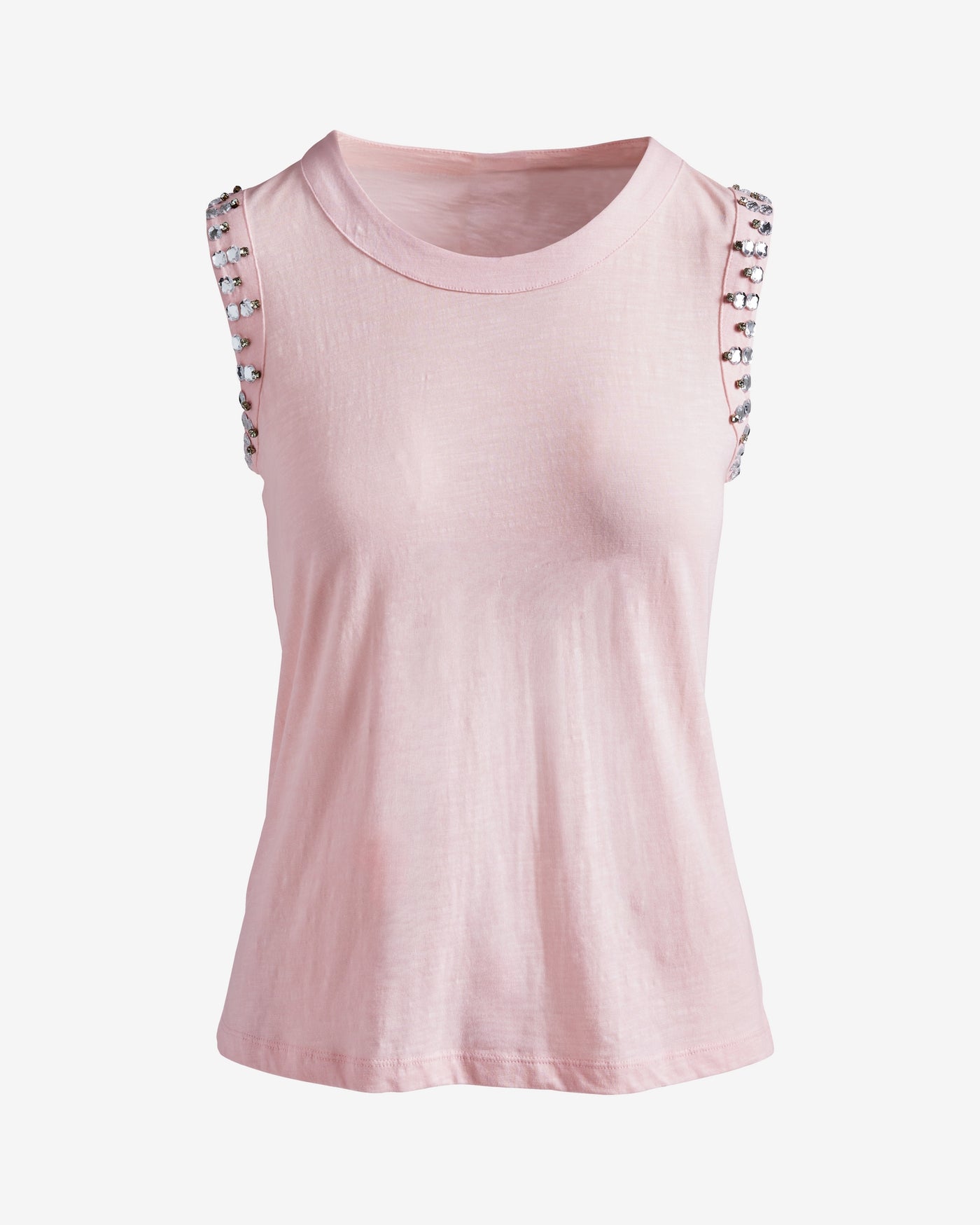 Slub Embellished Tank Pale Blush